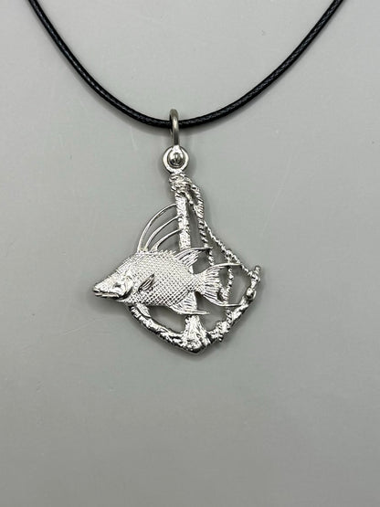 Hogfish and Anchor Necklace, 925 Sterling Silver