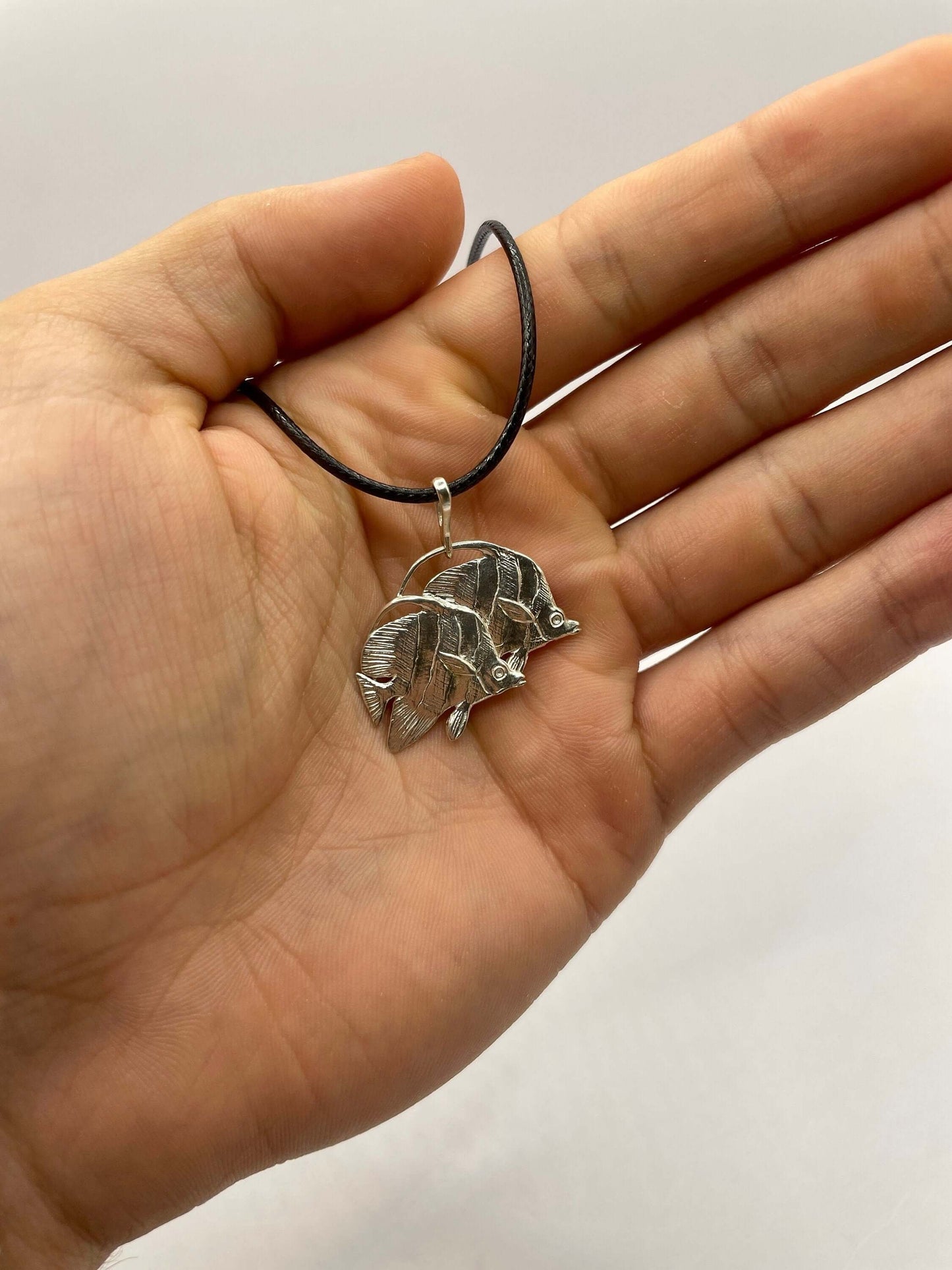 Butterflyfish Couple Necklace – Elegant 925 Sterling Silver Pendant, Featuring a Beautiful Pair of Butterflyfish, Perfect for Ocean and Marine Life Lovers, Unique Handmade Jewelry, Made in USA