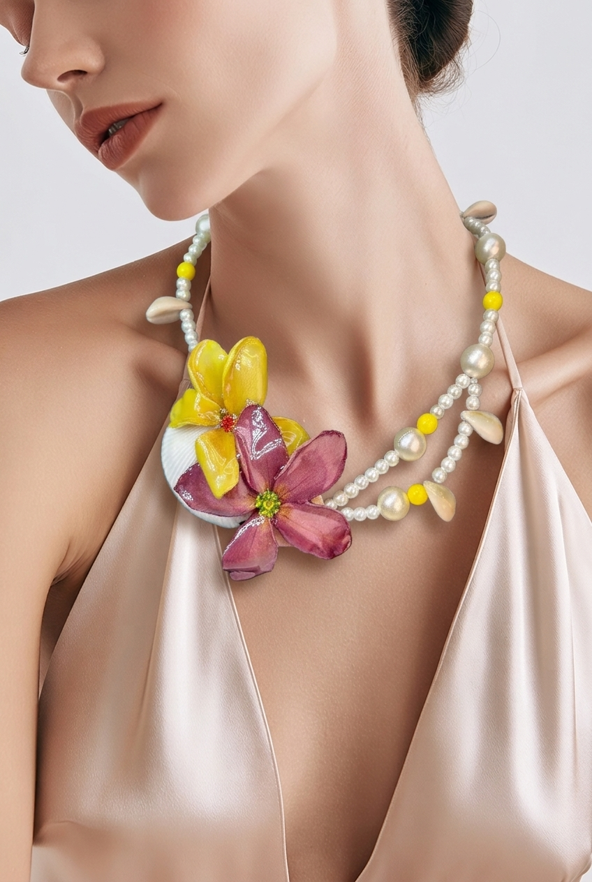 Sofia Real Seashell & Preserved Flower Necklace | Handmade Ocean & Botanical Jewelry