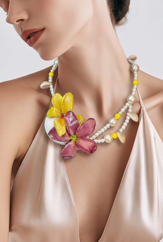 Sofia Real Seashell & Preserved Flower Necklace | Handmade Ocean & Botanical Jewelry