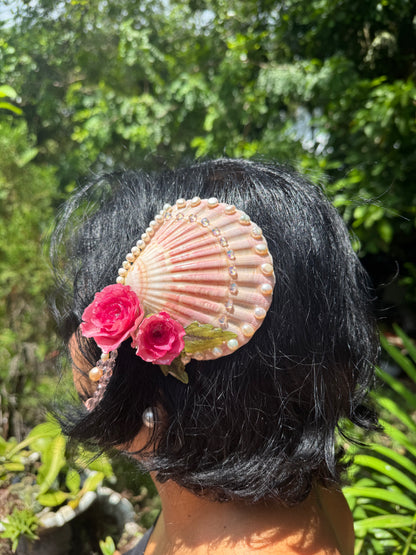 Melody Real seashell & Roses Hairpin