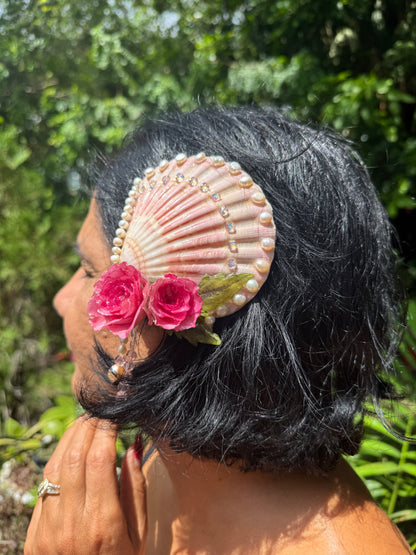 Melody Real seashell & Roses Hairpin