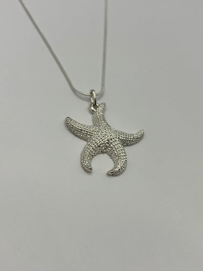 Starfish Necklace and Earrings Set, Handcrafted in 925 Sterling Silver Perfect Gift for Maine Life Enthusiasts