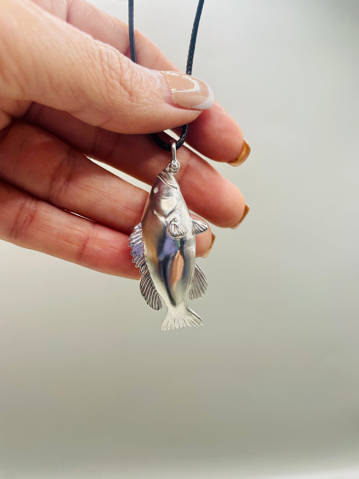 Grouper Fish Necklace, 925 Sterling Silver