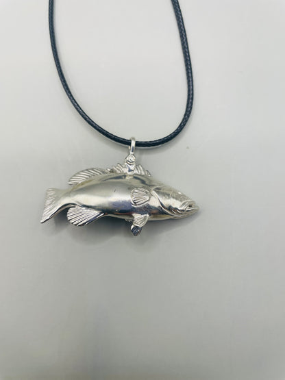 Grouper Fish Necklace, 925 Sterling Silver