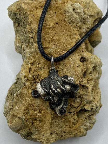 Octopus & Shark Tooth Necklace, 3D Pendant - Lluch Jewelry