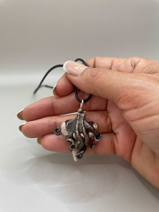 Octopus & Shark Tooth Necklace, 3D Pendant - Lluch Jewelry