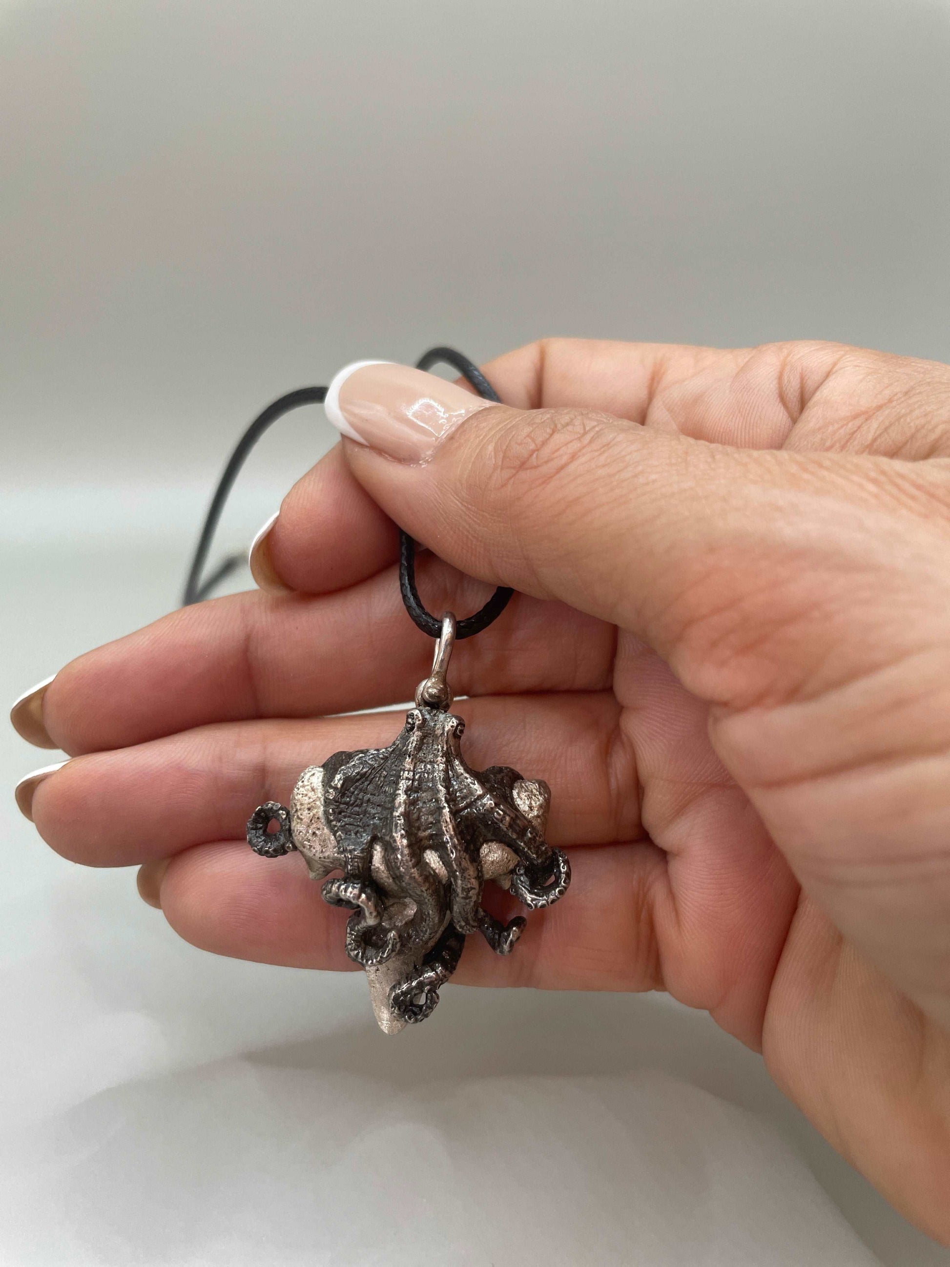 Octopus & Shark Tooth Necklace, 3D Pendant - Lluch Jewelry