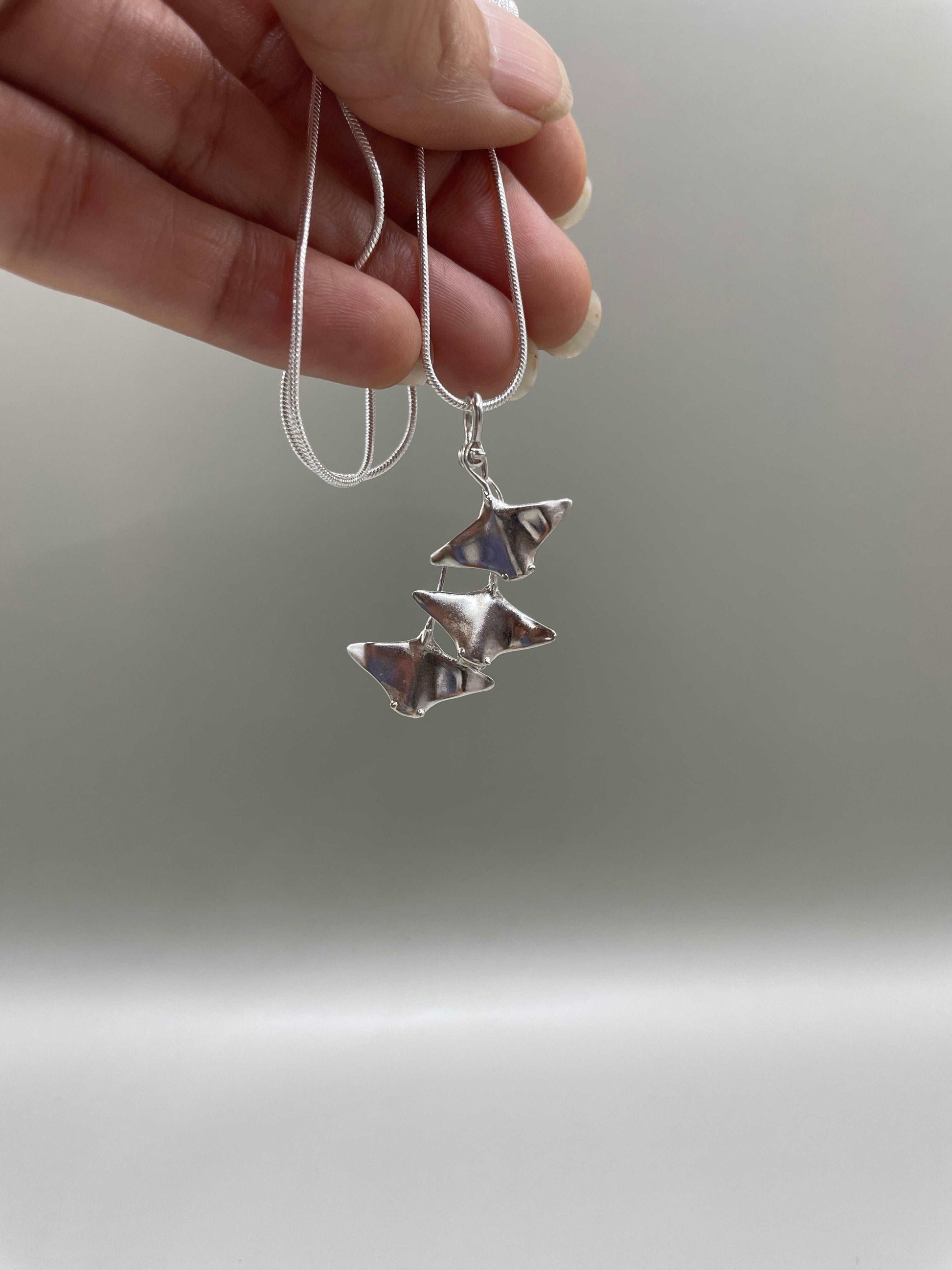 School Of Manta Rays Pendant, 925 Sterling Silver - Lluch Jewelry