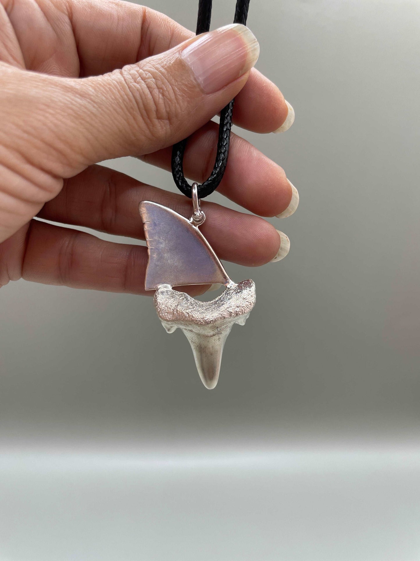 Shark Tooth & Fin Necklace, 3D Pendant - Lluch Jewelry