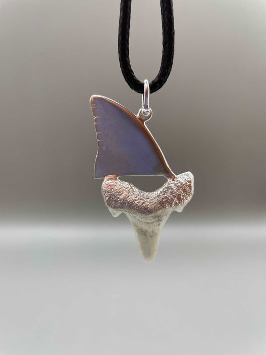 Shark Tooth & Fin Necklace, 3D Pendant - Lluch Jewelry