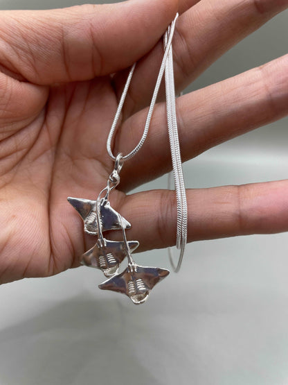 School Of Manta Rays Pendant, 925 Sterling Silver - Lluch Jewelry