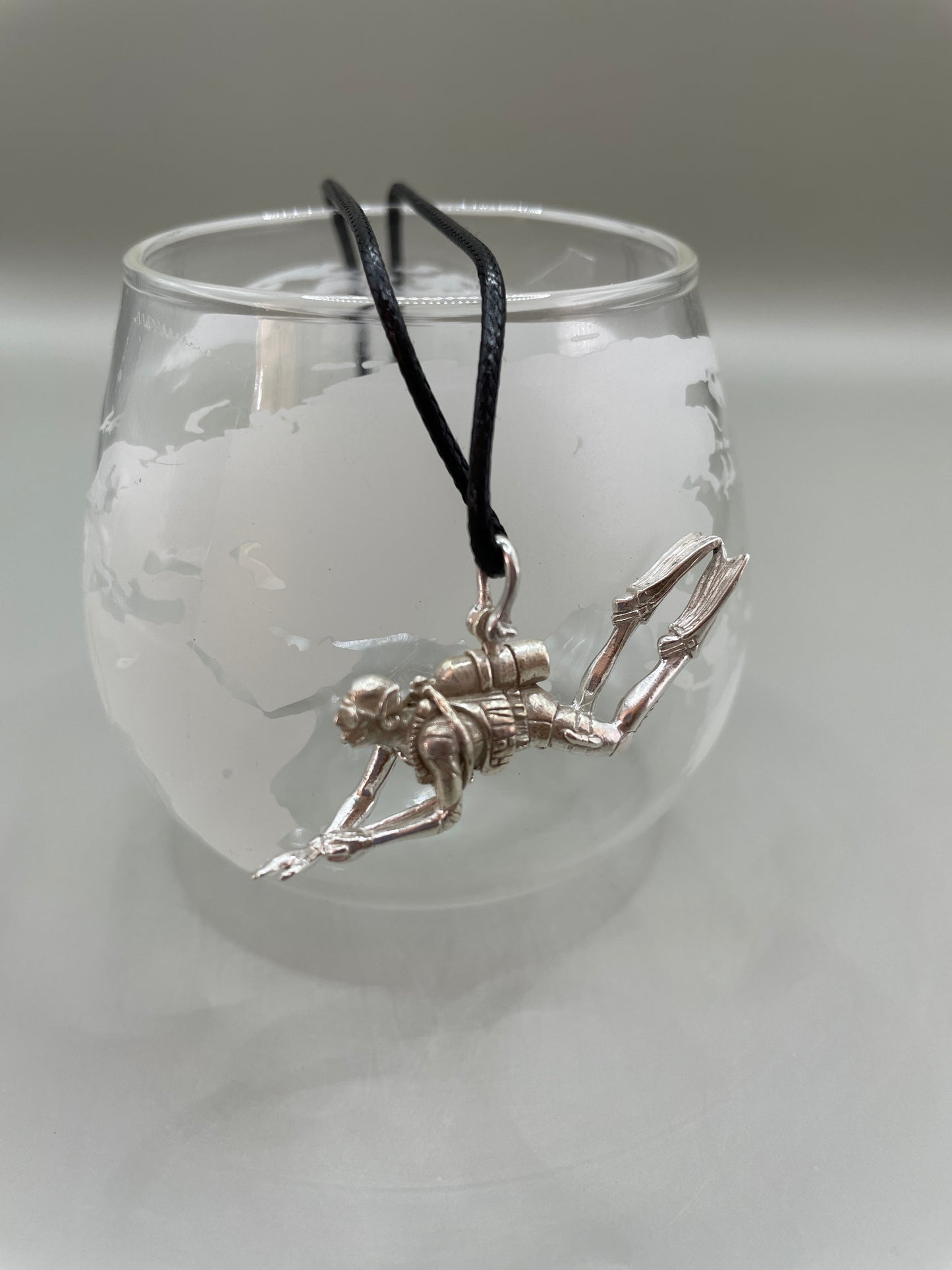 Scuba Diver Necklace, Silver 925, 3D Pendant