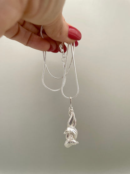 Tangling Moray Eels Pendant, 925 Silver, 3D Pendant