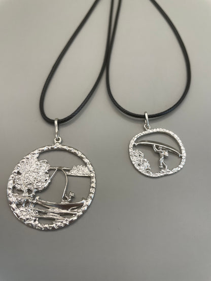 Fisherman & Canoe, 925 Silver