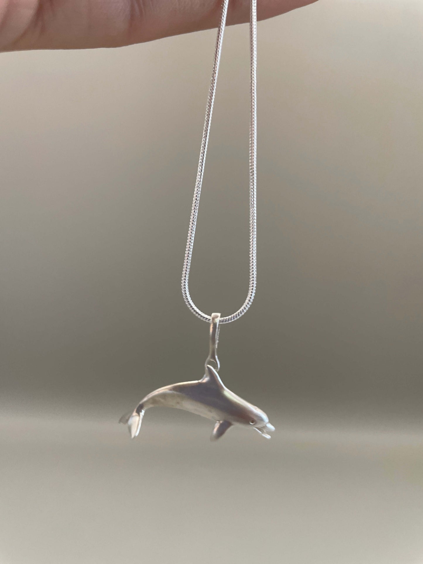 Dolphin Necklace Crafted in 925 Sterling Silver, Ocean Animal Pendant Handmade in USA. Jewelry Gift for Women