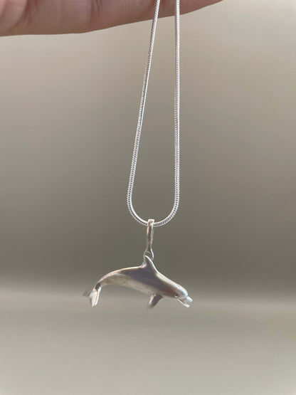 Dolphin Necklace Crafted in 925 Sterling Silver, Ocean Animal Pendant Handmade in USA. Jewelry Gift for Women