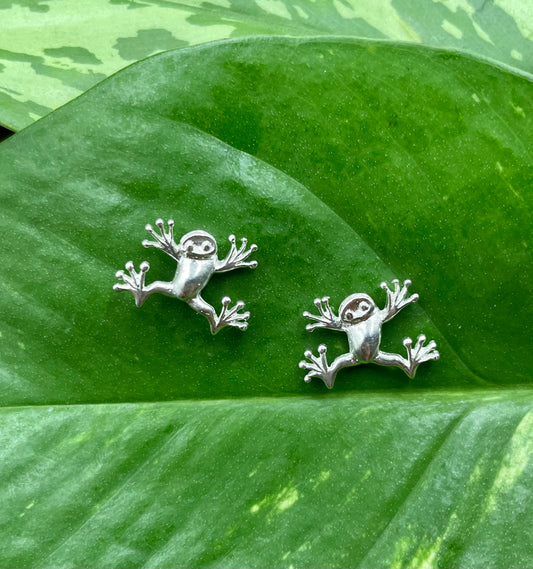 Hanging Tree Frog Earrings, 925 Sterling Silver