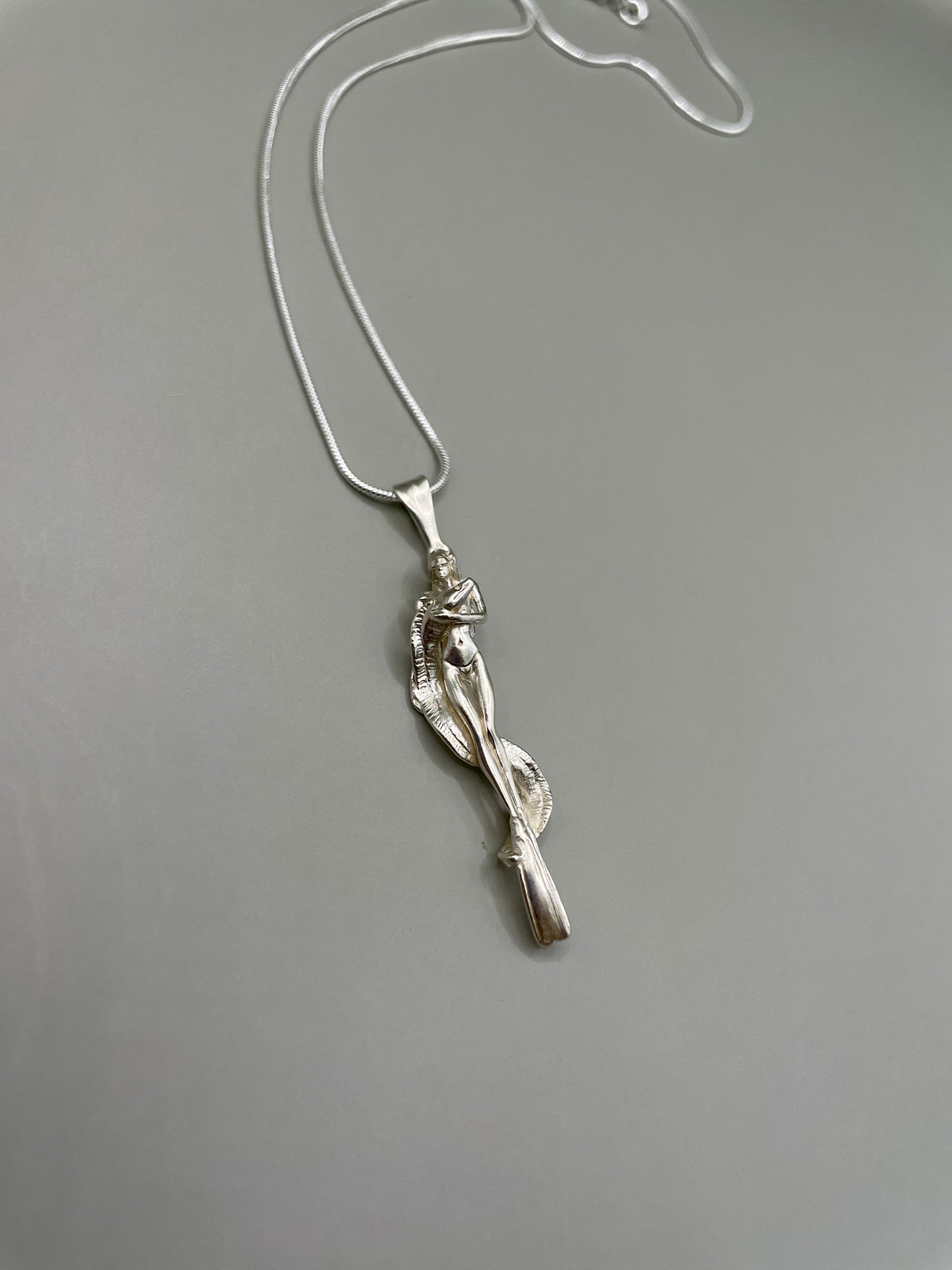 Scuba Girl With Moray Eel, 925 Silver, 3D Pendant