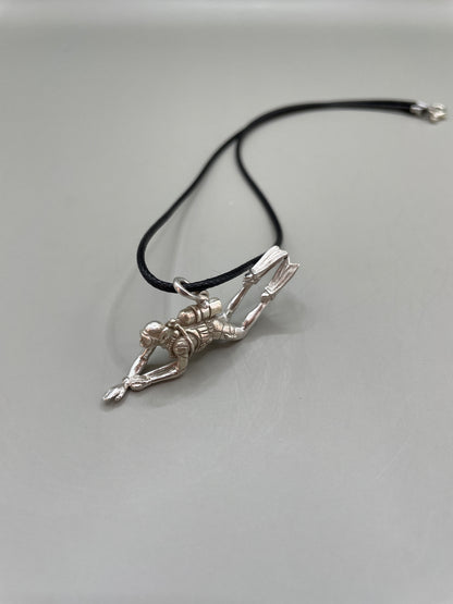 Scuba Diver Necklace, Silver 925, 3D Pendant