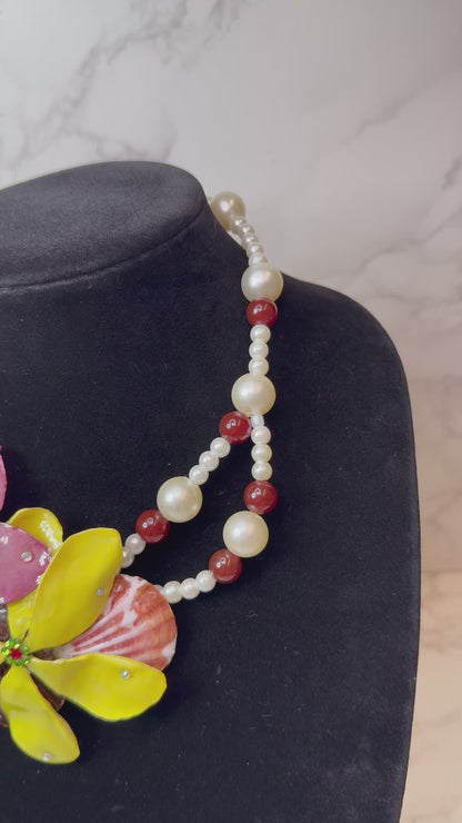 Lina Real Seashell & Preserved Flower Necklace | Handmade Ocean & Botanical Jewelry