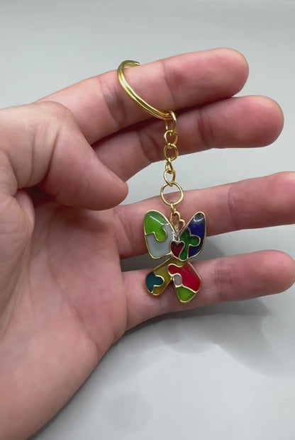 Autism Acceptance Keychain, Brass, Epoxy Resin