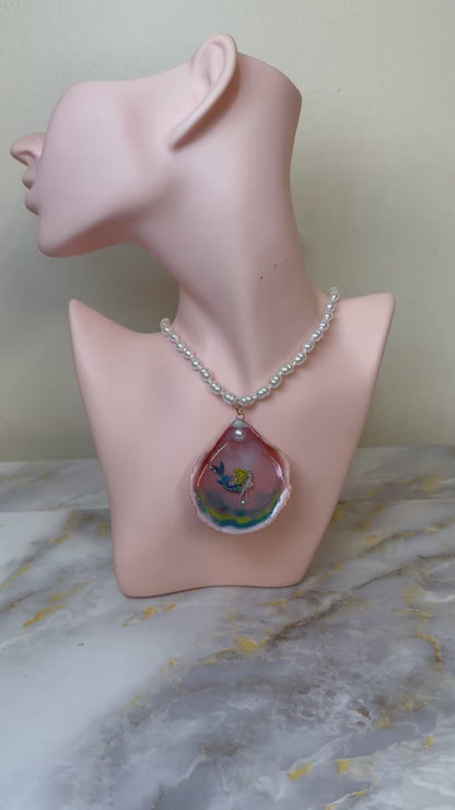 Stunning Mermaid Necklace Resin‑Encased Shell Collection Shell Necklaces, Epoxy Resin Necklace