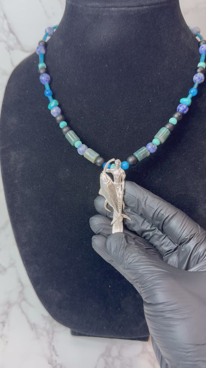 Tuna Diver 925 Sterling Silver Hand Made Necklace | One-of-a-Kind Coastal Art