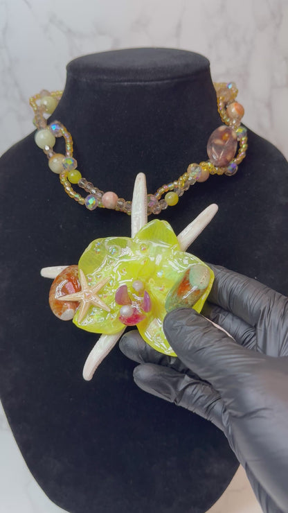 Iris Real Starfish & Preserved Flower Necklace| Handmade Ocean & Botanical Jewelry