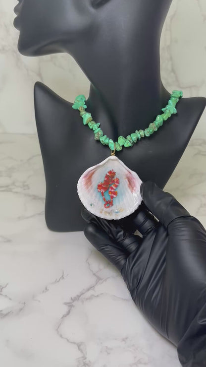 Cute Couple Seahorse Necklace Resin‑Encased Shell Collection Shell Necklaces, Epoxy Resin Necklace