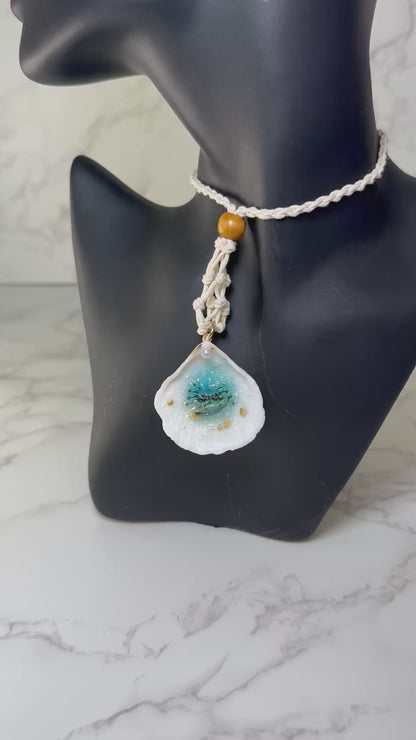 Small Blue Crab Shell Necklace - Encapsulated in Real Shell with UV Resin
