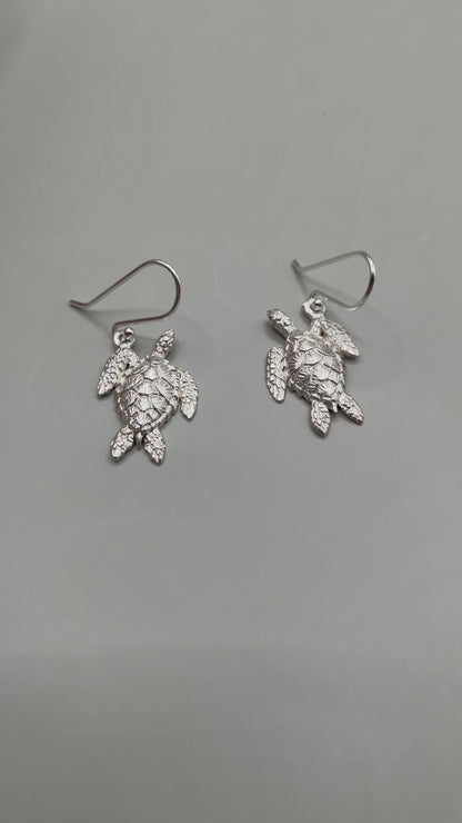 Sea Turtle Earrings, 925 Sterling Silver