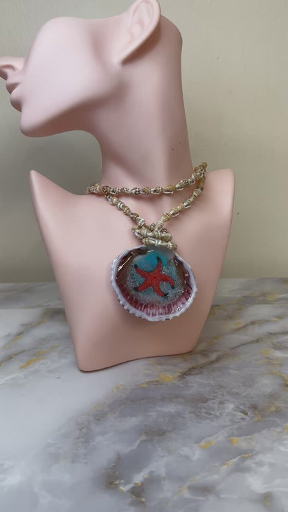 Cute StarFish Necklace Resin‑Encased Shell Collection Shell Necklaces, Epoxy Resin Necklace