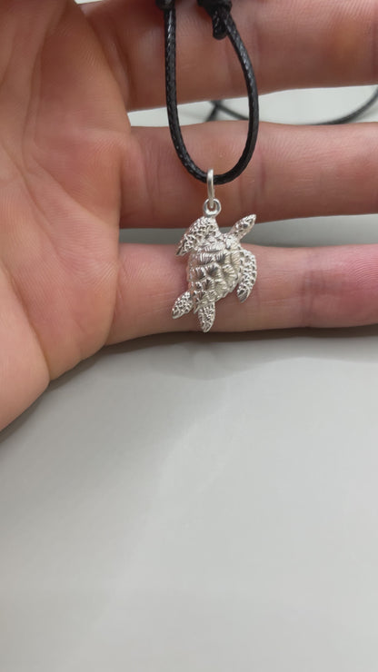 Mini Sea Turtle Pendant, Silver 925