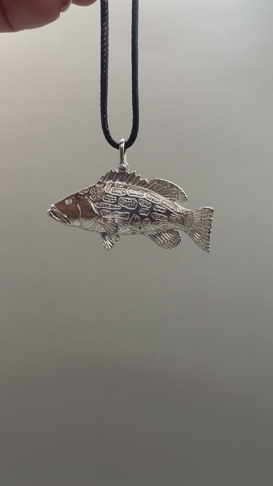 Grouper Fish Necklace, 925 Sterling Silver